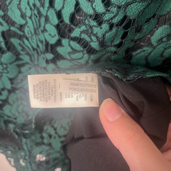 New Eliza J Dresses Bell Sleeve Floral Applique Lace Shift Dress Emerald size 4p - Picture 6 of 11